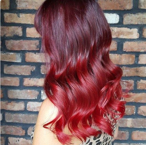 Coloration ombré hair rouge cerise