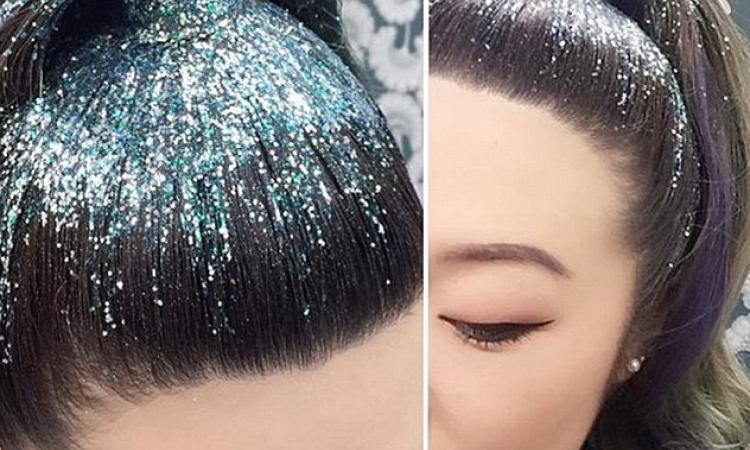 coiffure rainbow glitter hair noel