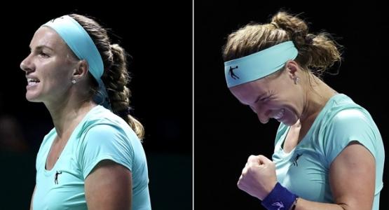 joueuse de tennis se coupe les cheveux pendant un match
