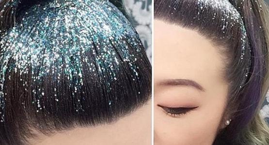 coiffure rainbow glitter hair noel