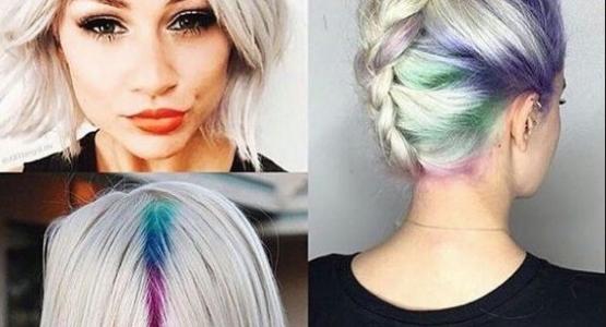 tendance coloration cheveux hidden rainbow roots