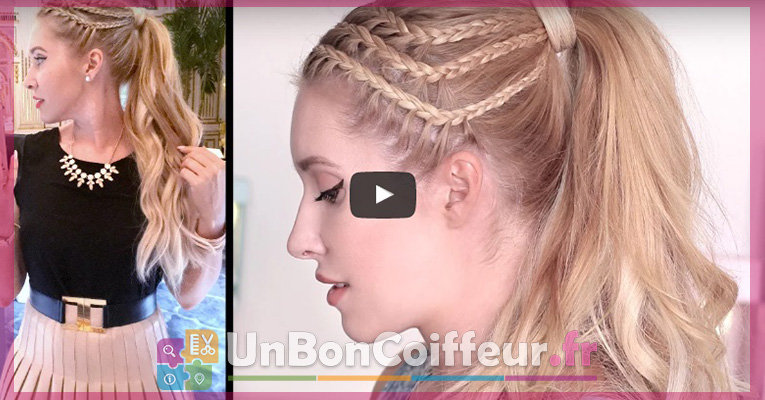 Une queue de cheval à 3 tresses pour un look tendance