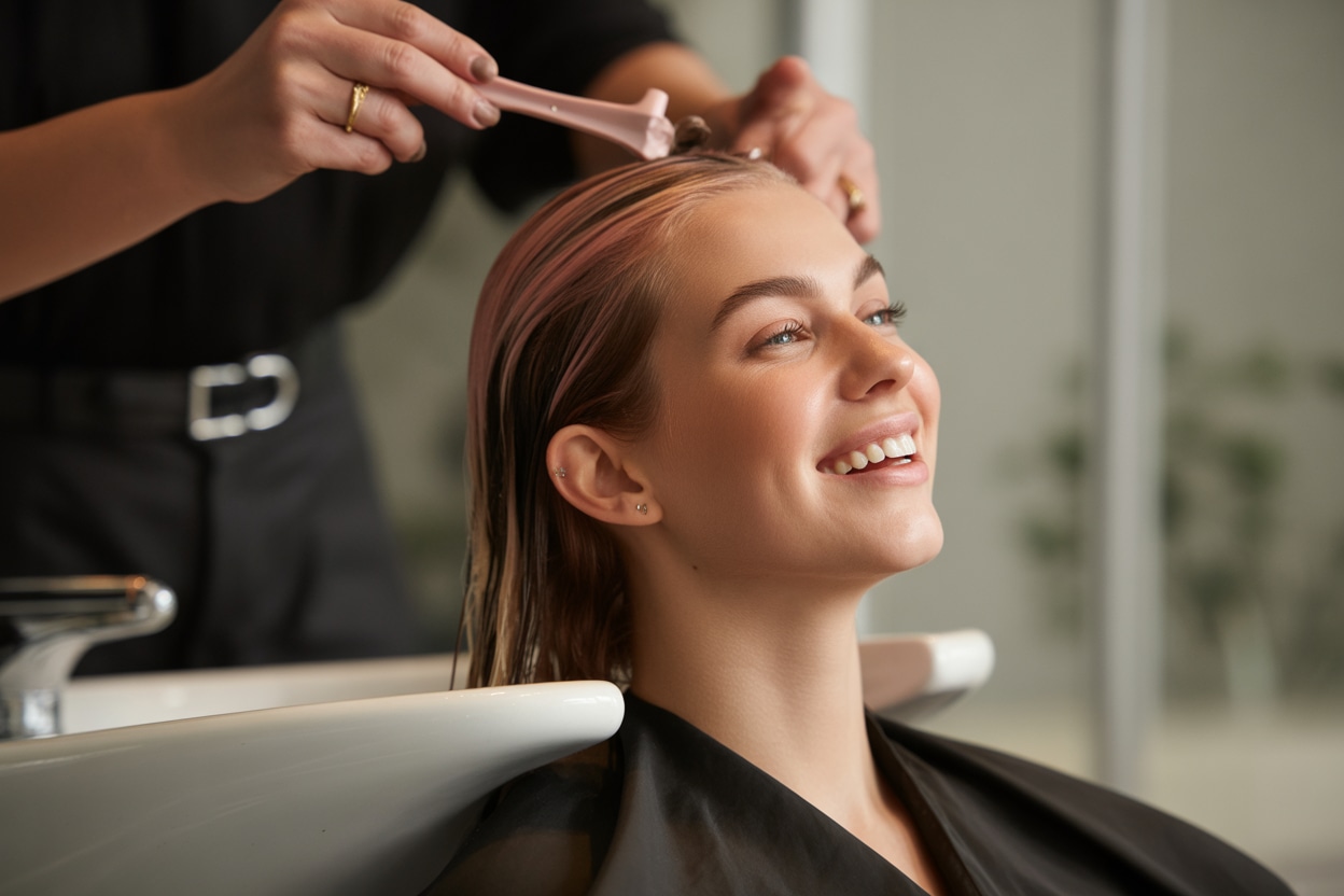 Technique balayage cheveux blonds réalisée par coiffeur coloriste expert