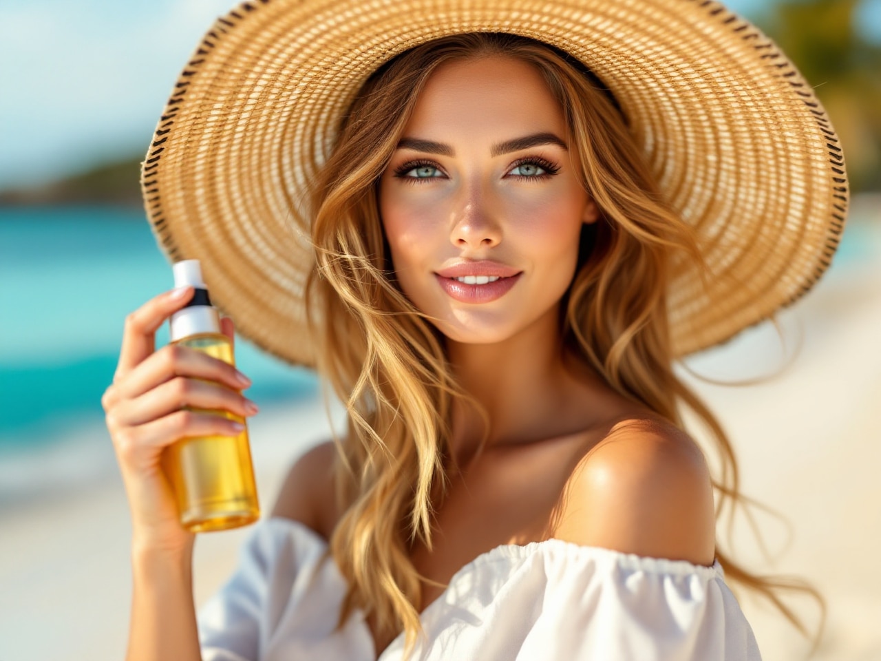 Protection cheveux colorés soleil chapeau huile protectrice UV été plage vacances