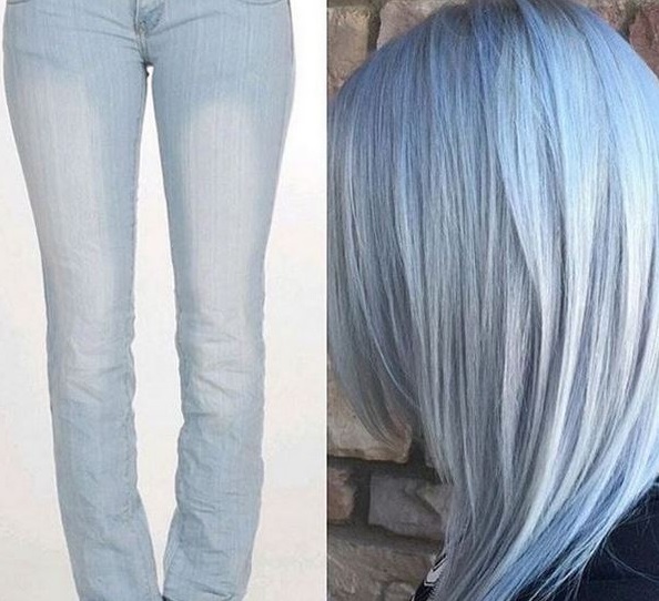 cheveux couleur jeans coiffure denim hair