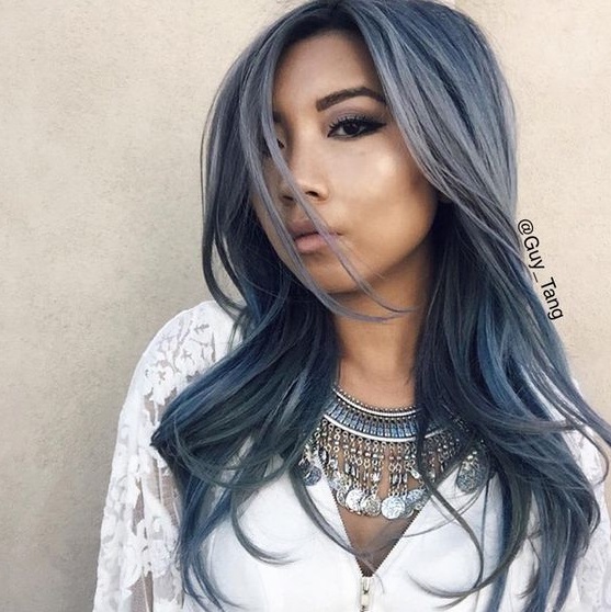 cheveux couleur jeans coiffure denim hair