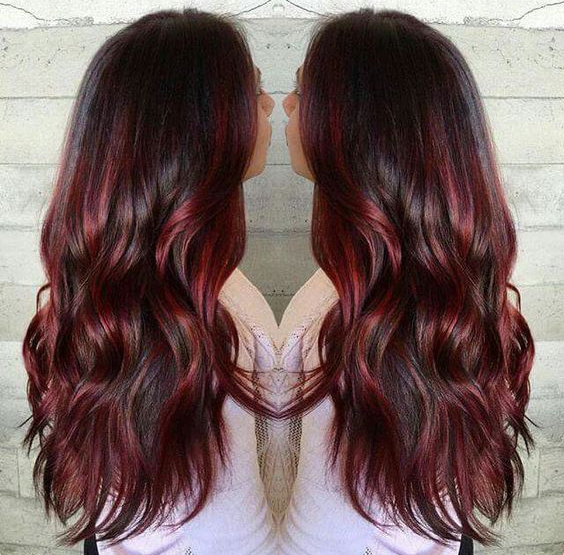 Coloration ombré hair rouge