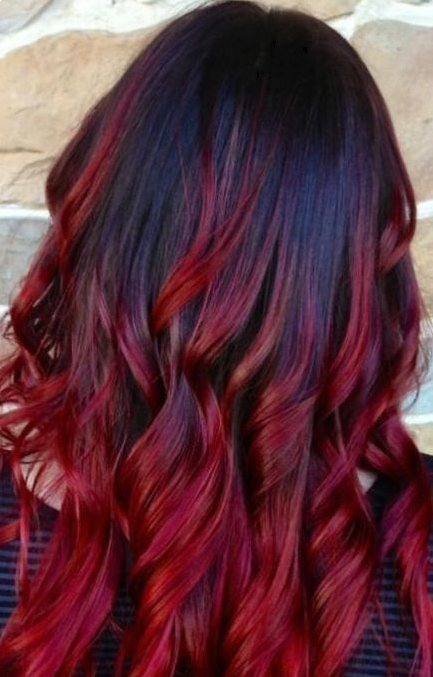 Coloration ombré hair rouge