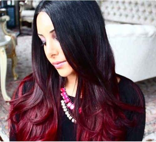 Le ombré hair rouge, proche du tie and dye. 33 Modèles de coloration ombré hair rouge cerise.