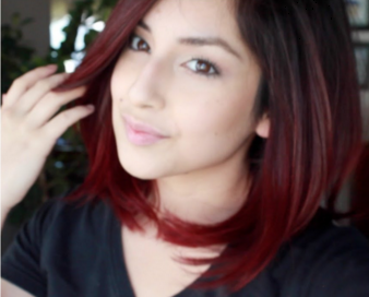Coloration ombré hair rouge cerise