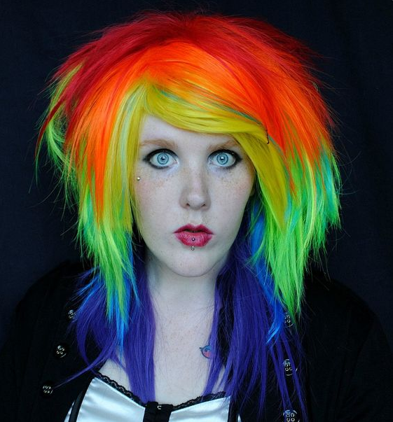 coloration rainbow hair