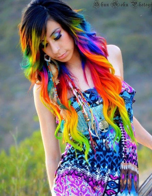 coloration rainbow hair
