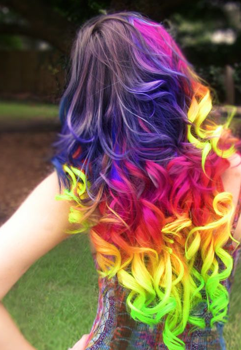 coloration rainbow hair