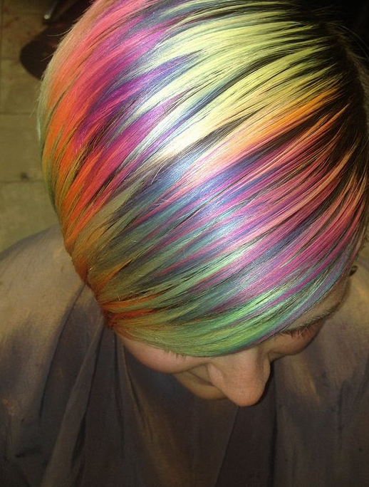 coloration rainbow hair
