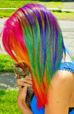 coloration rainbow hair