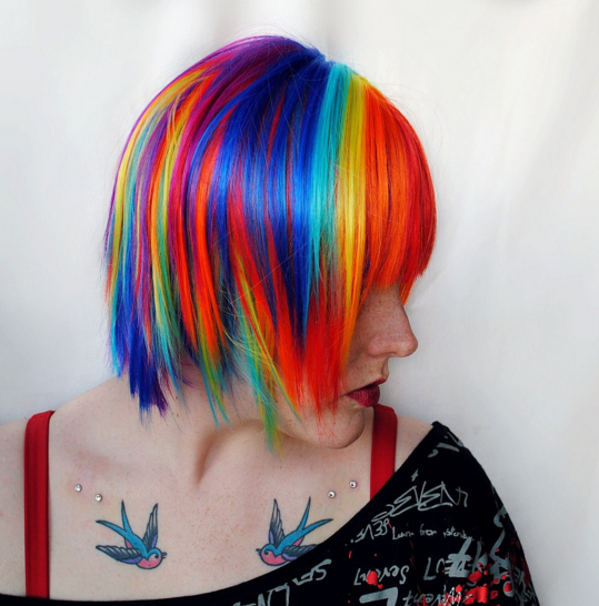 coloration rainbow hair